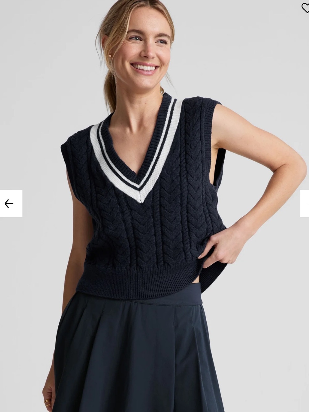 Navy Blue Cable Knit Sweater Vest